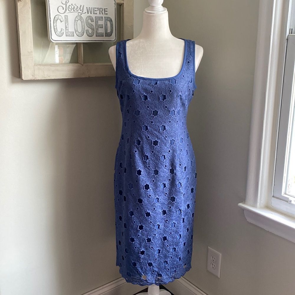 𝅺ANNE Klein Lace Mesh Overlay Sleeveless Sheath Dress NWT